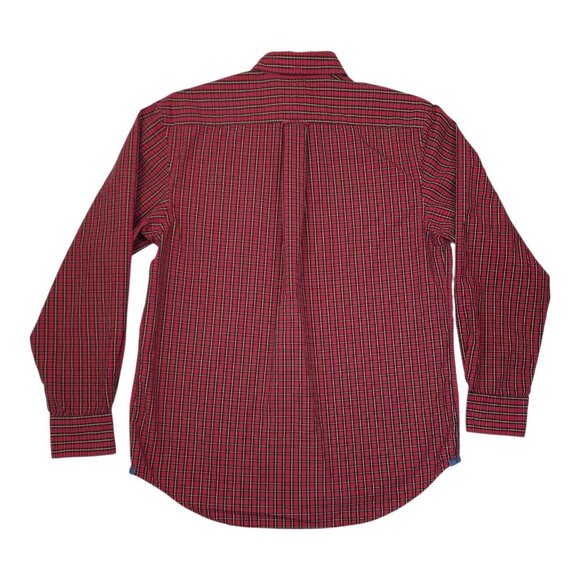 Izod Mens Red Plaid Long Sleeve Button-Down Cotton Shirt M - Picture 4 of 7